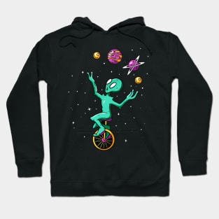 Alien Juggling with Planets Funny Artwork Hoodie